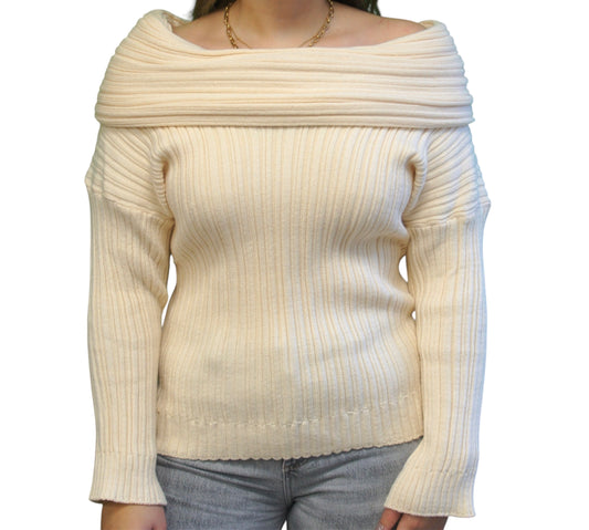 Off Shoulder trui - Beige