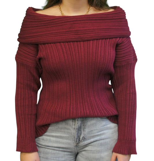 Off Shoulder trui - Bordeaux