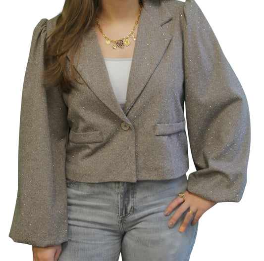 Crop Blazer - Taupe