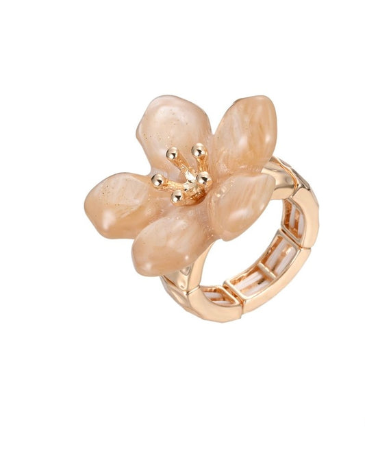 Ring Bloem - Beige